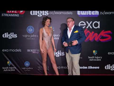 Model Maya Manesis interviewed at Exa Shows Art Basel Miami in Brazilian Veve Swim